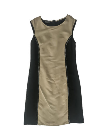 3.04.11 TH016 Vestido lino bicolor negro y beige elegante fresco 1 de 2