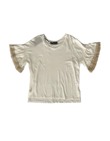 3.14.00.TH009 T-shirt branca de algodão com borlas desportivas frescas e elegantes tamanho grande